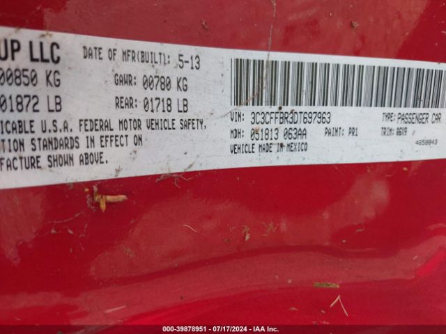 2013 FIAT 500 3C3CFFBR3DT697963 Photo 8