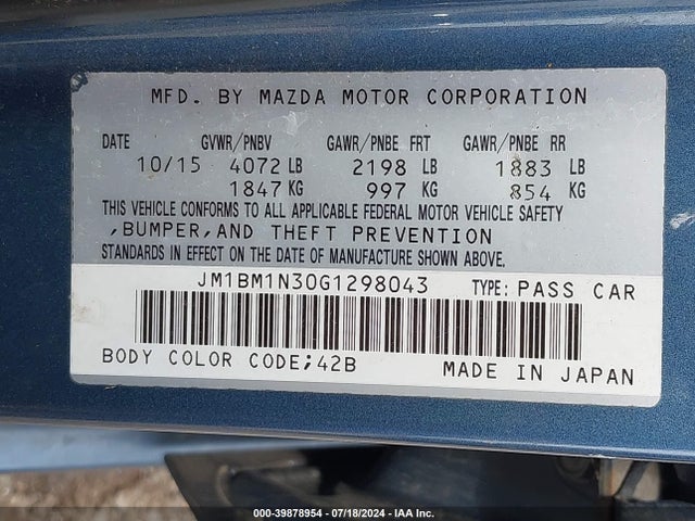 JM1BM1N30G1298043 Mazda Mazda3 S Grand Touring