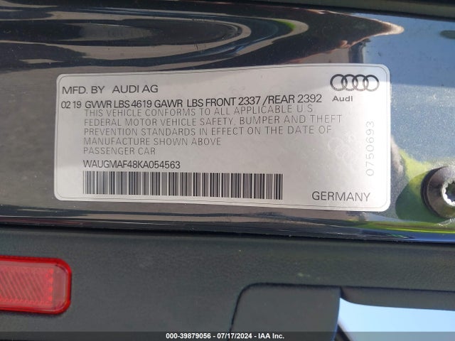 WAUGMAF48KA054563 Audi A4 40 Premium/40 Titanium Premium
