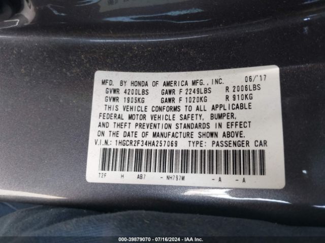 1HGCR2F34HA257069 Honda ACCORD LX