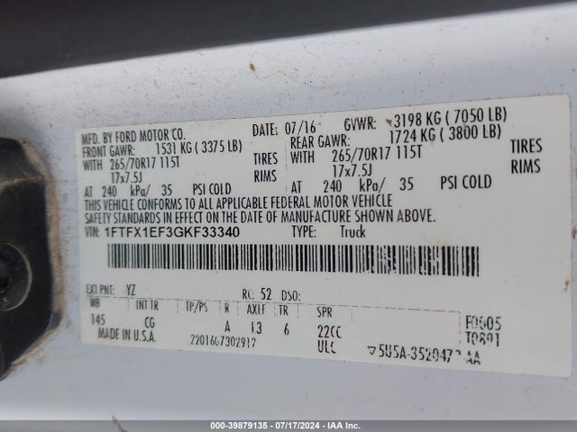 Ford F-150 Xl 2016 1FTFX1EF3GKF33340 Image 9