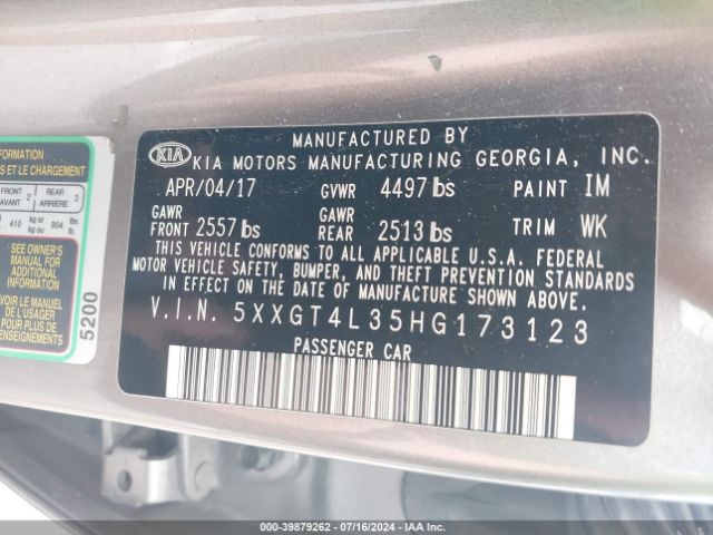 5XXGT4L35HG173123 KIA Optima Lx