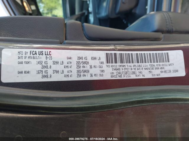 1C4RJFCG8FC112861 Jeep Grand Cherokee High Altitude