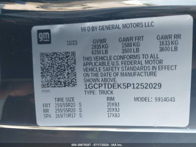 1GCPTDEK5P1252029 Chevrolet Colorado 4wd  Short Box Z71