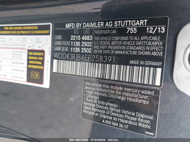 WDDKJ8JB4EF258391 Mercedes-Benz E 350 4matic