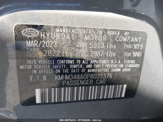 KMHM34AA0PA033376 Hyundai Ioniq 6 Sel