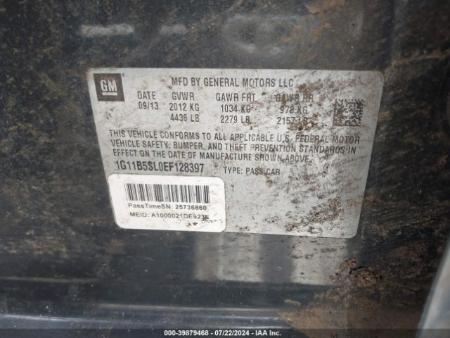 1G11B5SL0EF128397 Chevrolet Malibu 1ls