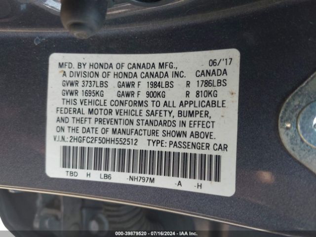 2HGFC2F50HH552512 Honda Civic Lx