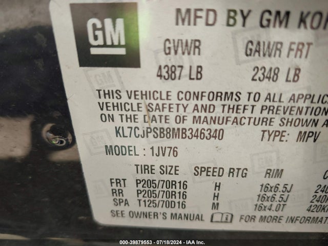 Chevrolet Trax Awd Lt 2021 KL7CJPSB8MB346340 Image 9