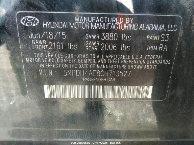 5NPDH4AE8GH713527 Hyundai ELANTRA SE