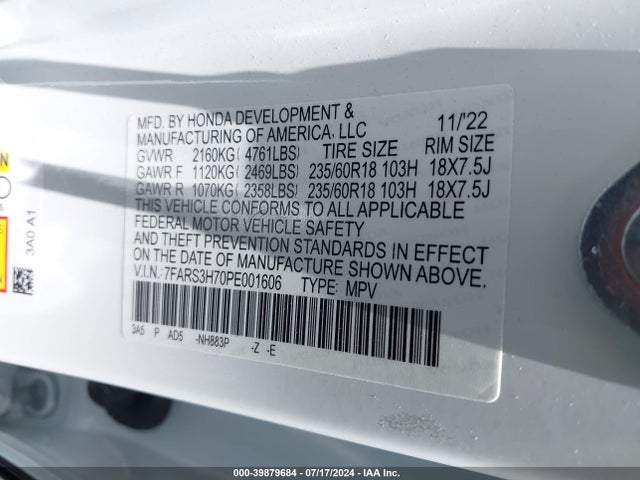 Honda Cr-v Ex-l 2wd 2023 7FARS3H70PE001606 Image 9