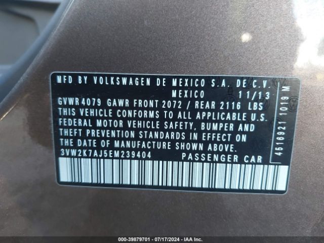 3VW2K7AJ5EM239404 Volkswagen Jetta 2.0l S