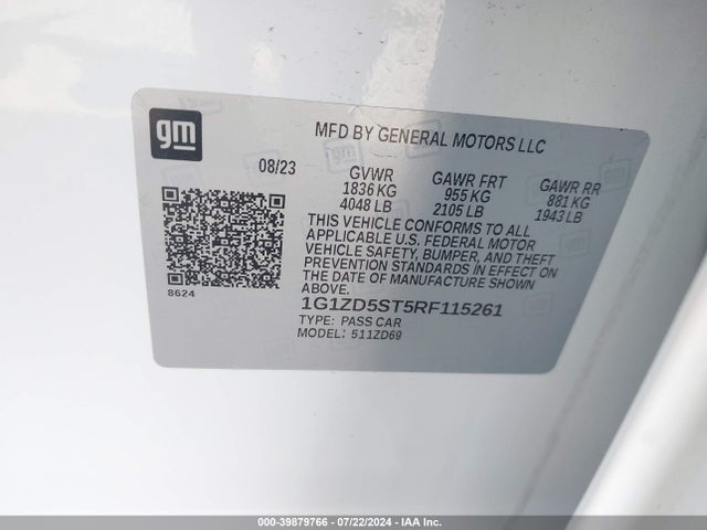 Chevrolet MALIBU LT 2024 1G1ZD5ST5RF115261 Image 9