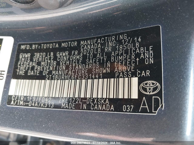 Toyota Corolla S Plus 2015 2T1BURHE6FC331441 Image 9
