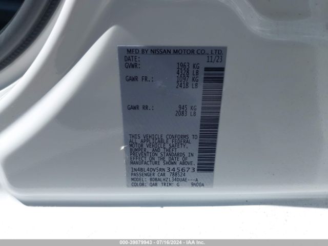 1N4BL4DV5RN345673 Nissan Altima Sv Fwd