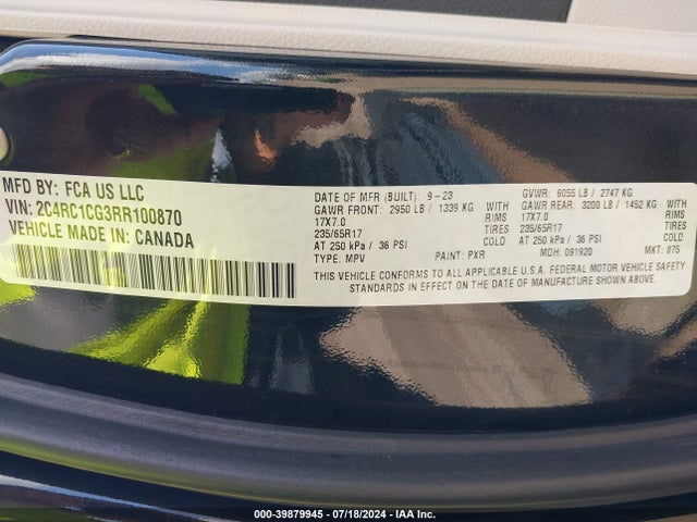 2C4RC1CG3RR100870 Chrysler Voyager Lx
