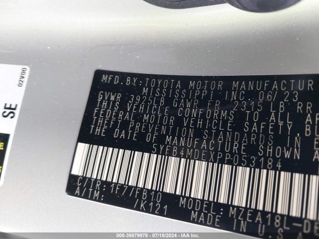 Toyota COROLLA LE 2023 5YFB4MDEXPP053184 Image 9