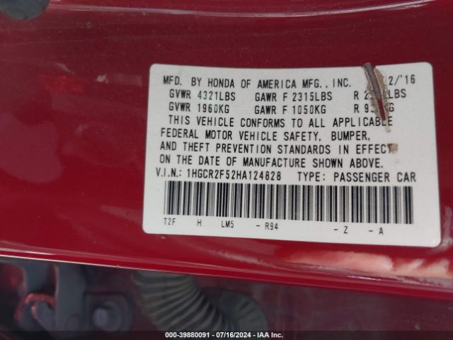 1HGCR2F52HA124828 Honda Accord Sport