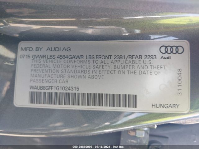 WAUB8GFF1G1024315 Audi A3 2.0t Premium