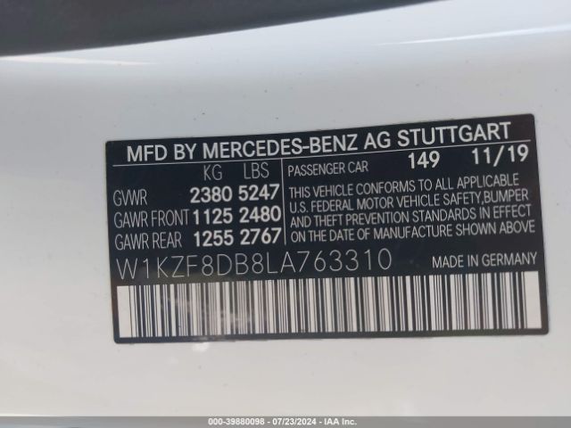 W1KZF8DB8LA763310 Mercedes-Benz E 350