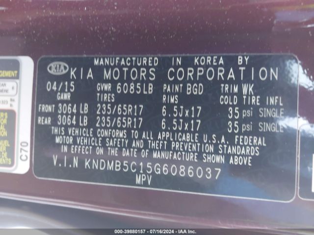 KNDMB5C15G6086037 KIA SEDONA LX