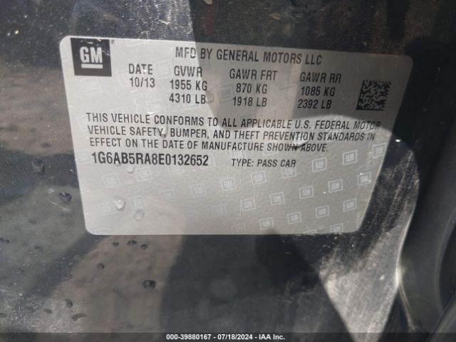 1G6AB5RA8E0132652 Cadillac ATS LUXURY