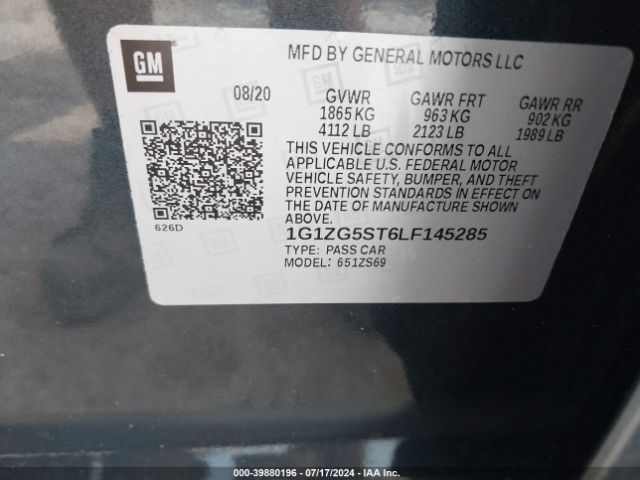 1G1ZG5ST6LF145285 Chevrolet Malibu Fwd Rs