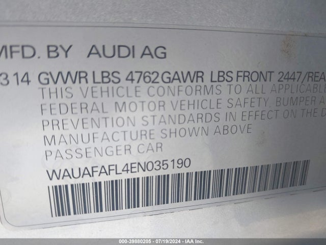WAUAFAFL4EN035190 Audi A4 2.0t Premium