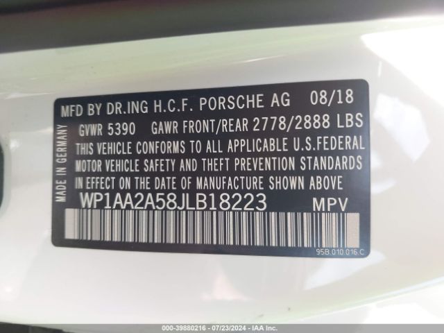 WP1AA2A58JLB18223 Porsche Macan Sport Edition