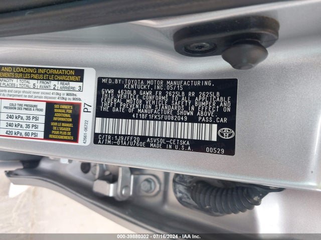 Toyota CAMRY SE 2015 4T1BF1FK5FU082049 Image 9