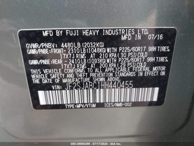 JF2SJABC1HH440455 Subaru Forester 2.5i