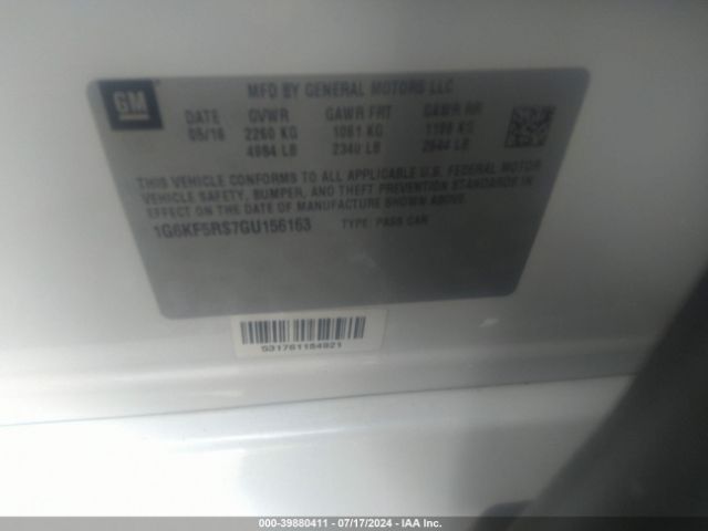 1G6KF5RS7GU156163 Cadillac Ct6 Premium Luxury