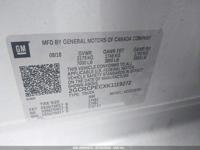 Chevrolet Silverado 1500 Ld Lt 2019 2GCRCPECXK1119272 Image 9