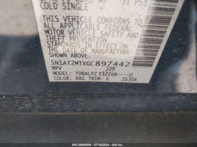 5N1AT2MTXGC897442 Nissan ROGUE S