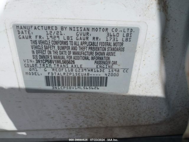 3N1CP5BV1ML565626 Nissan Kicks S Xtronic Cvt