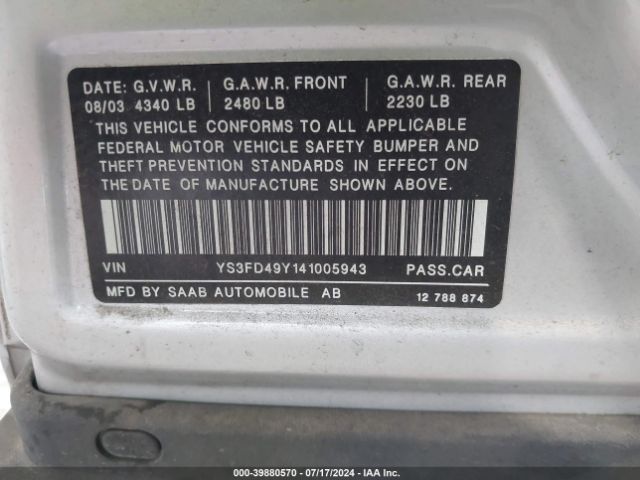 2004 SAAB 9-3 YS3FD49Y141005943 Photo 8
