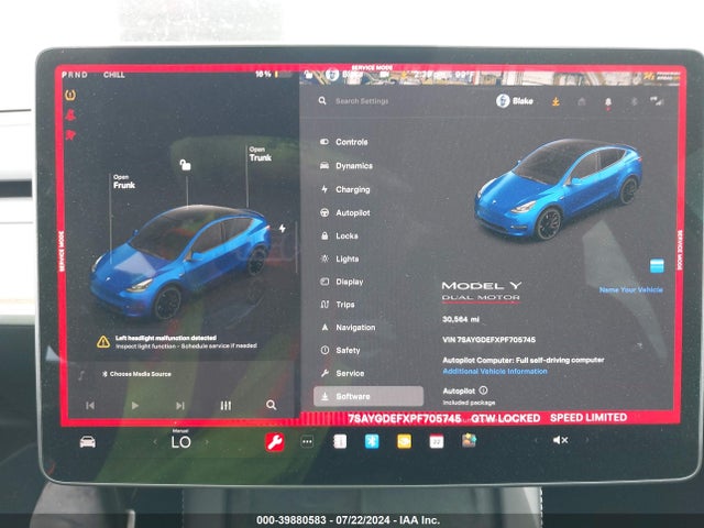 7SAYGDEFXPF705745 Tesla Model Y Awd/performance Dual Motor All-wheel Drive