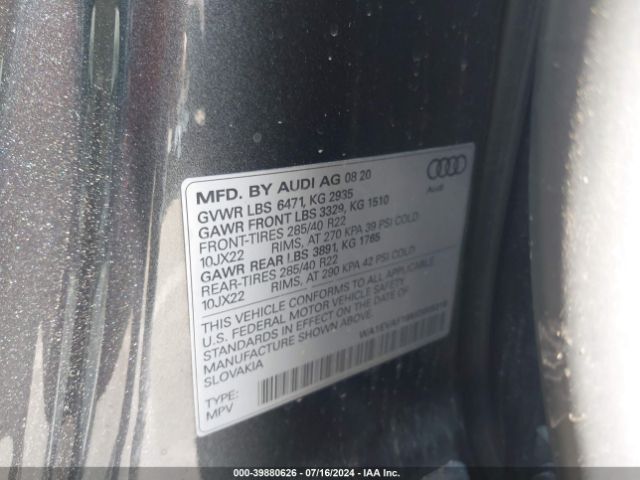 WA1EVAF19MD005316 Audi Q8 Premium Plus 55 Tfsi Quattro Tiptronic