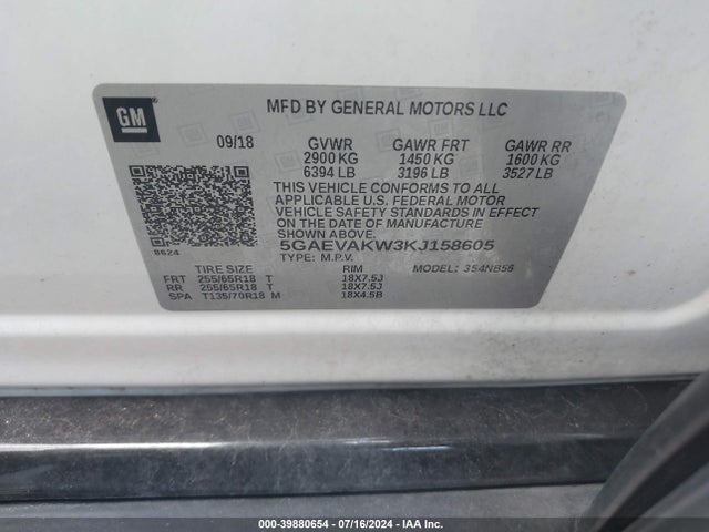 5GAEVAKW3KJ158605 Buick Enclave Awd Essence