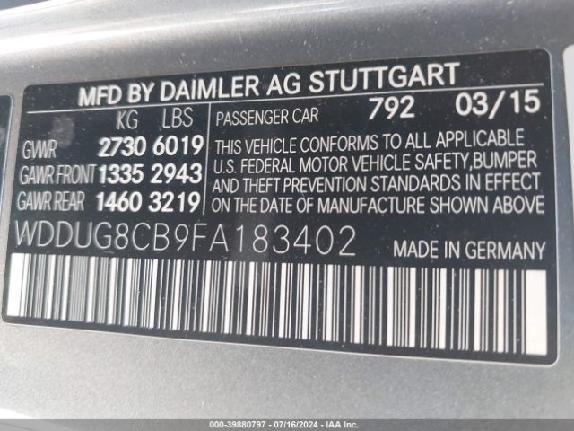 WDDUG8CB9FA183402 Mercedes-Benz S 550