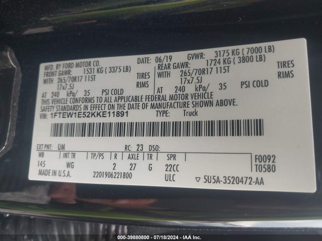 Ford F-150 Xl 2019 1FTEW1E52KKE11891 Image 9