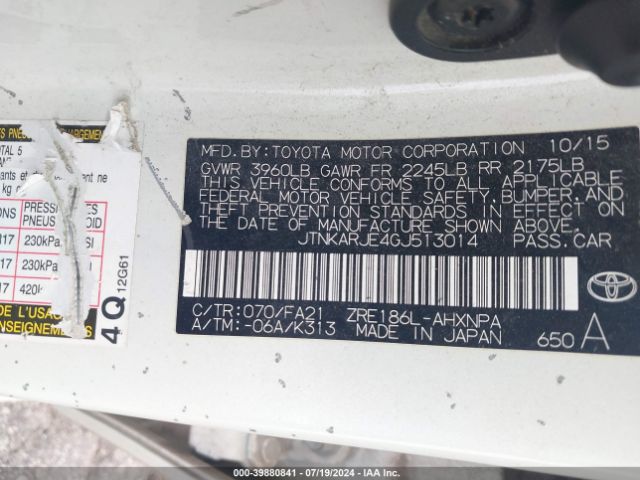 JTNKARJE4GJ513014 Scion IM