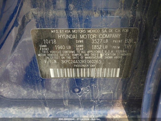 3KPC24A32KE060265 Hyundai ACCENT SE