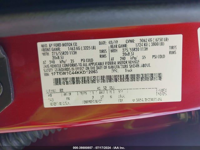 Ford F-150 Xlt 2019 1FTEW1C44KKD12063 Image 9