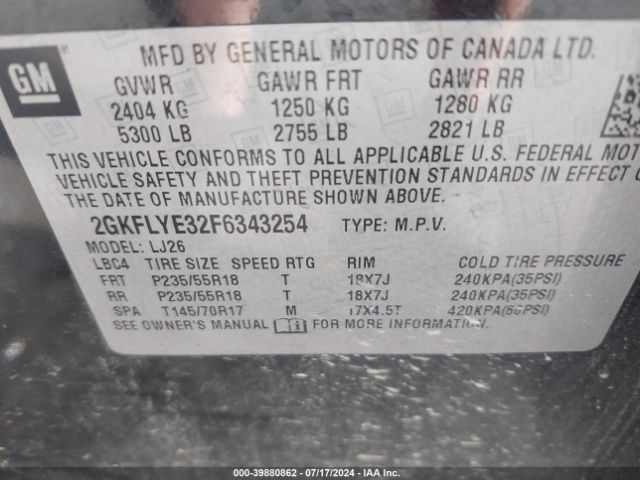 2GKFLYE32F6343254 GMC Terrain Slt-2
