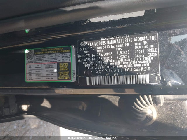 KIA Sorento 2.0t Ex 2017 5XYPH4A11HG258796 Image 9