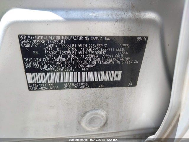 Toyota Rav4 Xle 2014 2T3WFREV2EW126042 Image 9