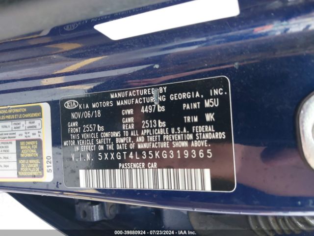 5XXGT4L35KG319365 KIA Optima Lx