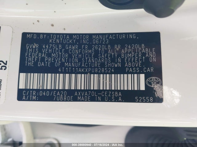 Toyota CAMRY SE 2023 4T1T11AKXPU828524 Image 9