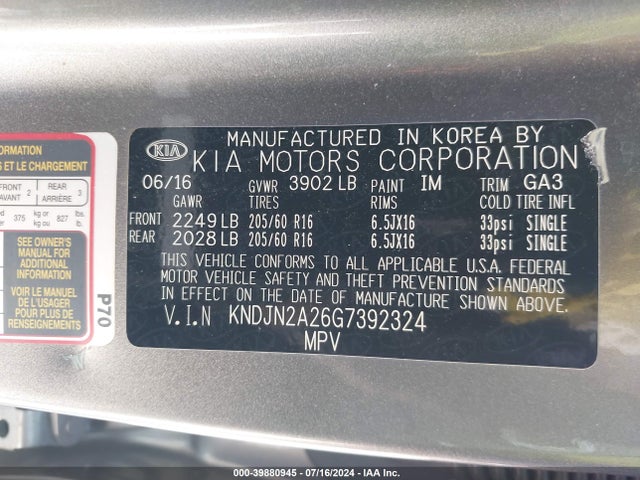 KIA Soul 2016 KNDJN2A26G7392324 Image 9